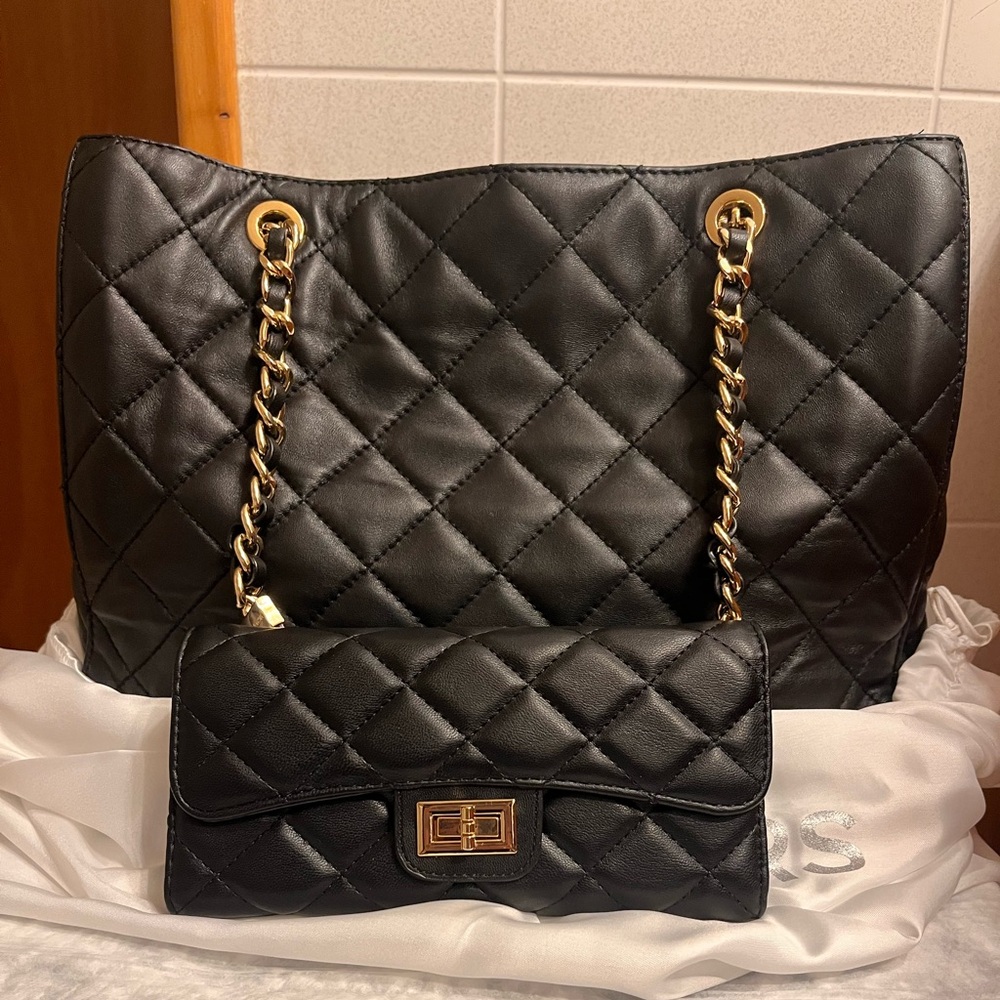 Michael Kors Susannah Large Quilted Black Tote Bag